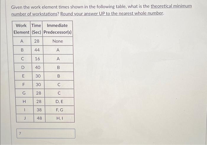  these 3 questions please. Given the work element times shown in