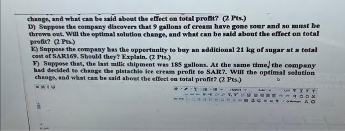 Shadow Constraint Price R.H. Side 0 Allowable Decrease 6.5 0.943571429 0.257040816 5.07