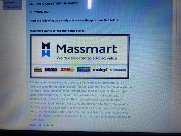  SECTION A. CASE STUDY (40 MARKS) QUESTION ONE Read the following