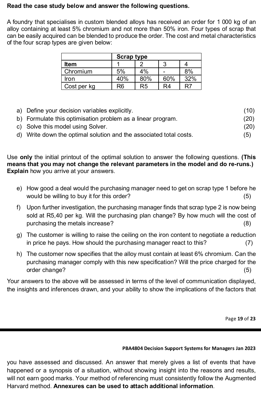 Read the case study below and answer the following questions. A