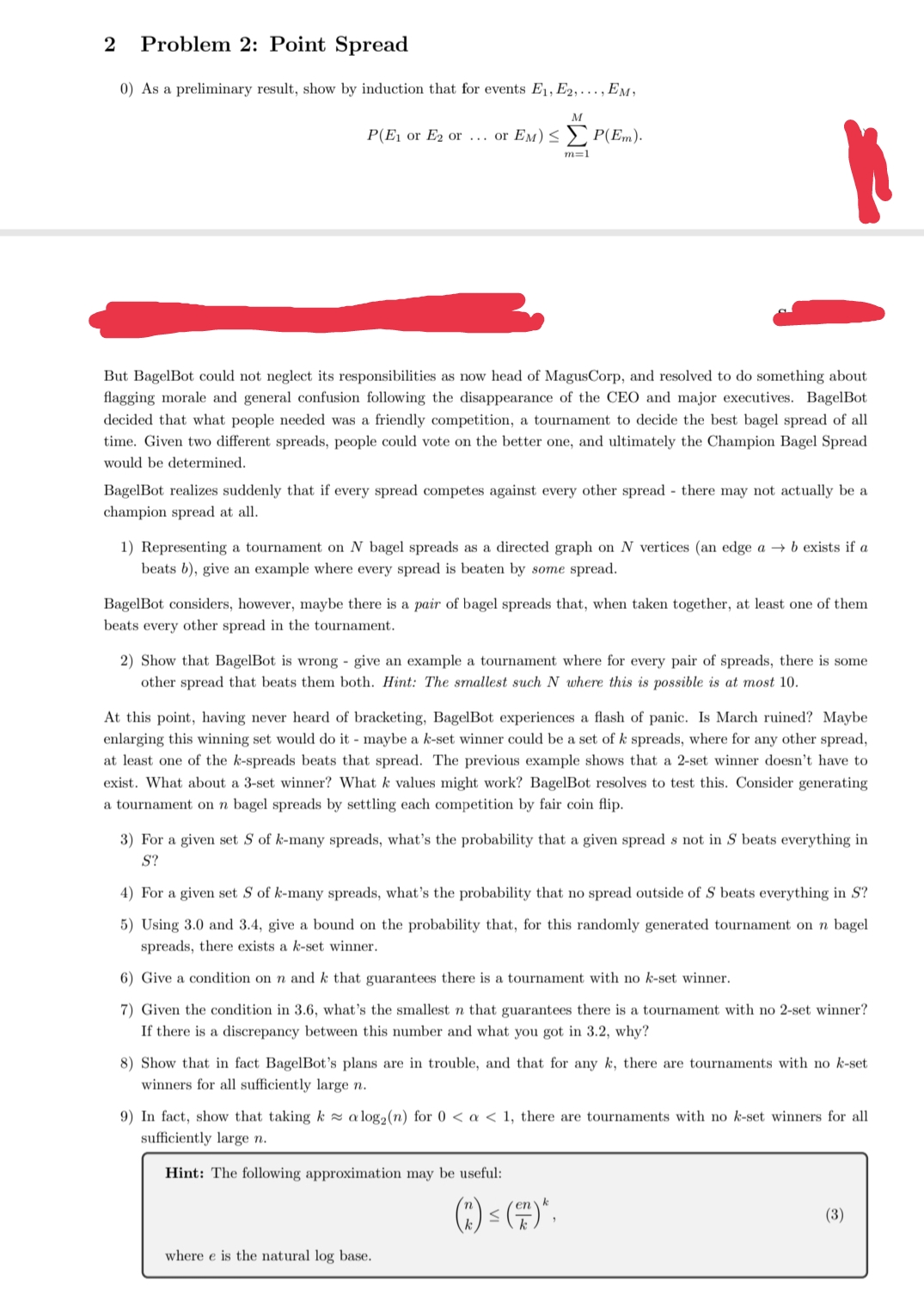 0) As a preliminary result, show by induction that for events