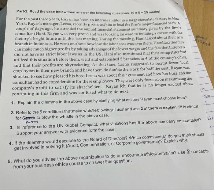 only question 3 and 4 Part-2: Read the case below then