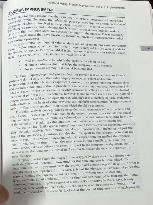  Process Modeling. Process Improvemont, and ERP Implementation pAOCESS IMPROVEMENT proess-mapping tools