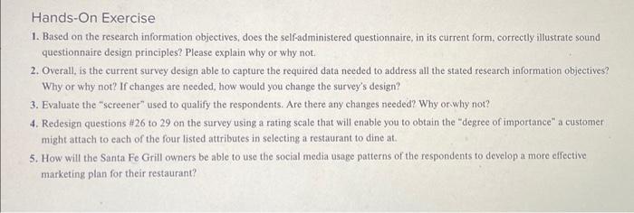  Hands-On Exercise 1. Based on the research information objectives, does the
