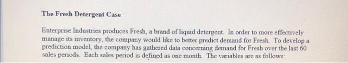 5. with work shown please The Fresh Detergent Case Enterprise Industries produces