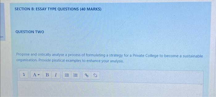 *20 marks SECTION B: ESSAY TYPE QUESTIONS (40 MARKS) QUESTION TWO Propose