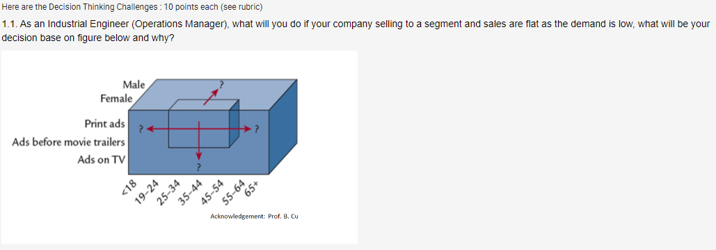  Here are the Decision Thinking Challenges: 10 points each (see rubric)