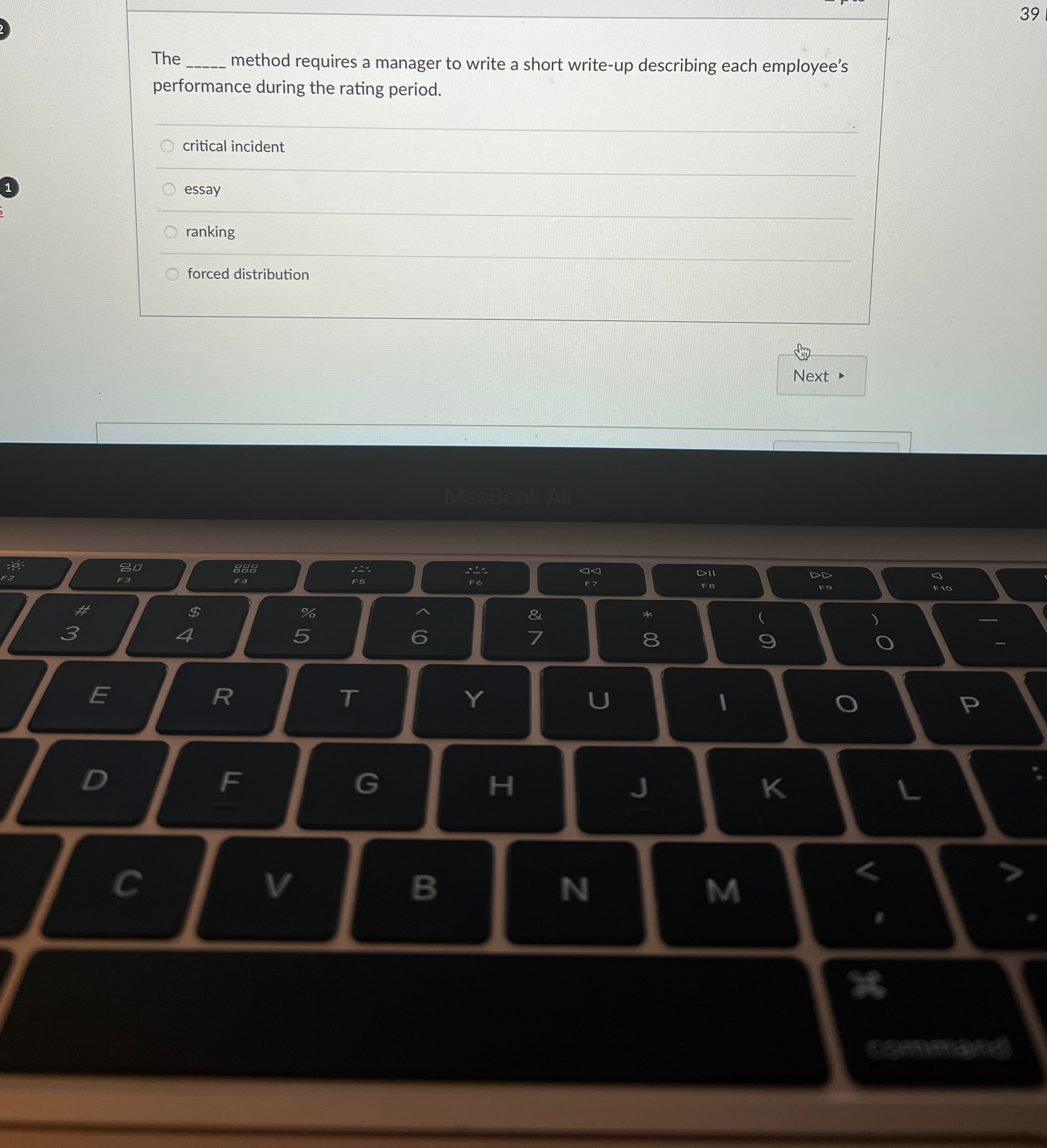  The q, method requires a manager to write a short write-up