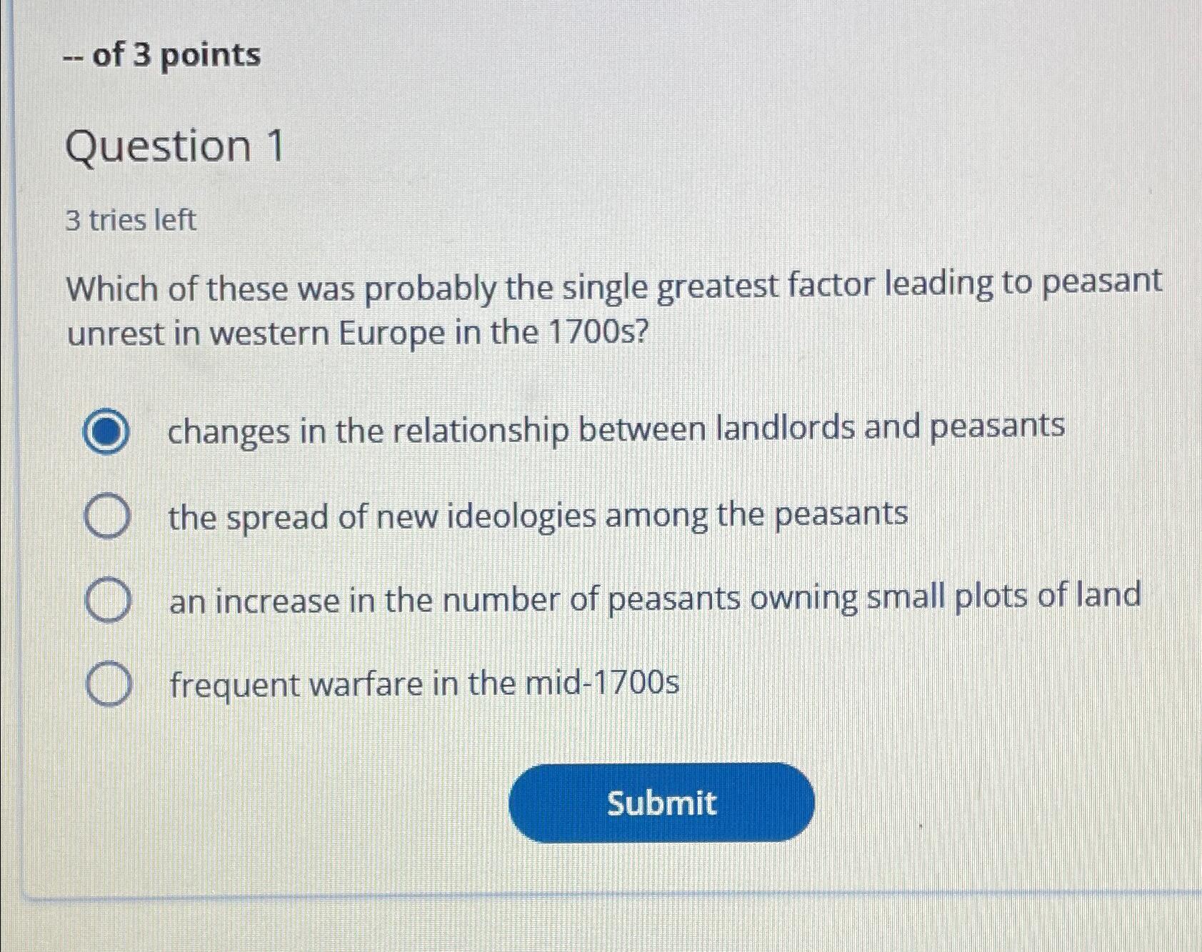  -- of 3 points Question 1 3 tries left Which of