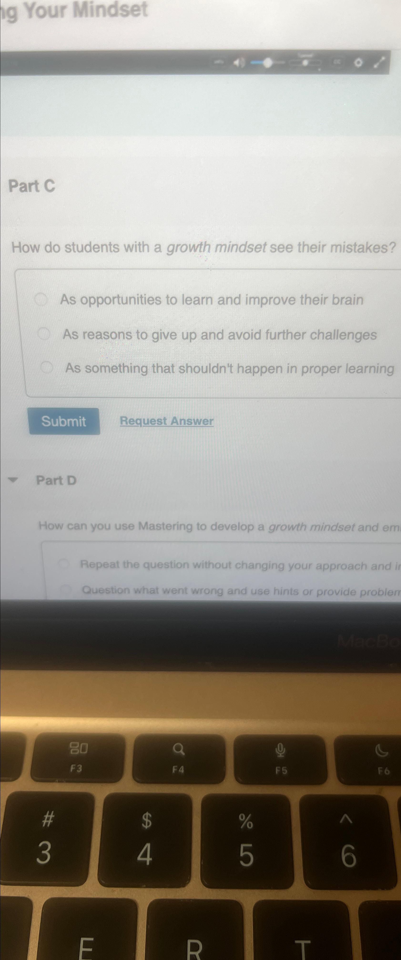  Your Mindset Part C How do students with a growth mindset