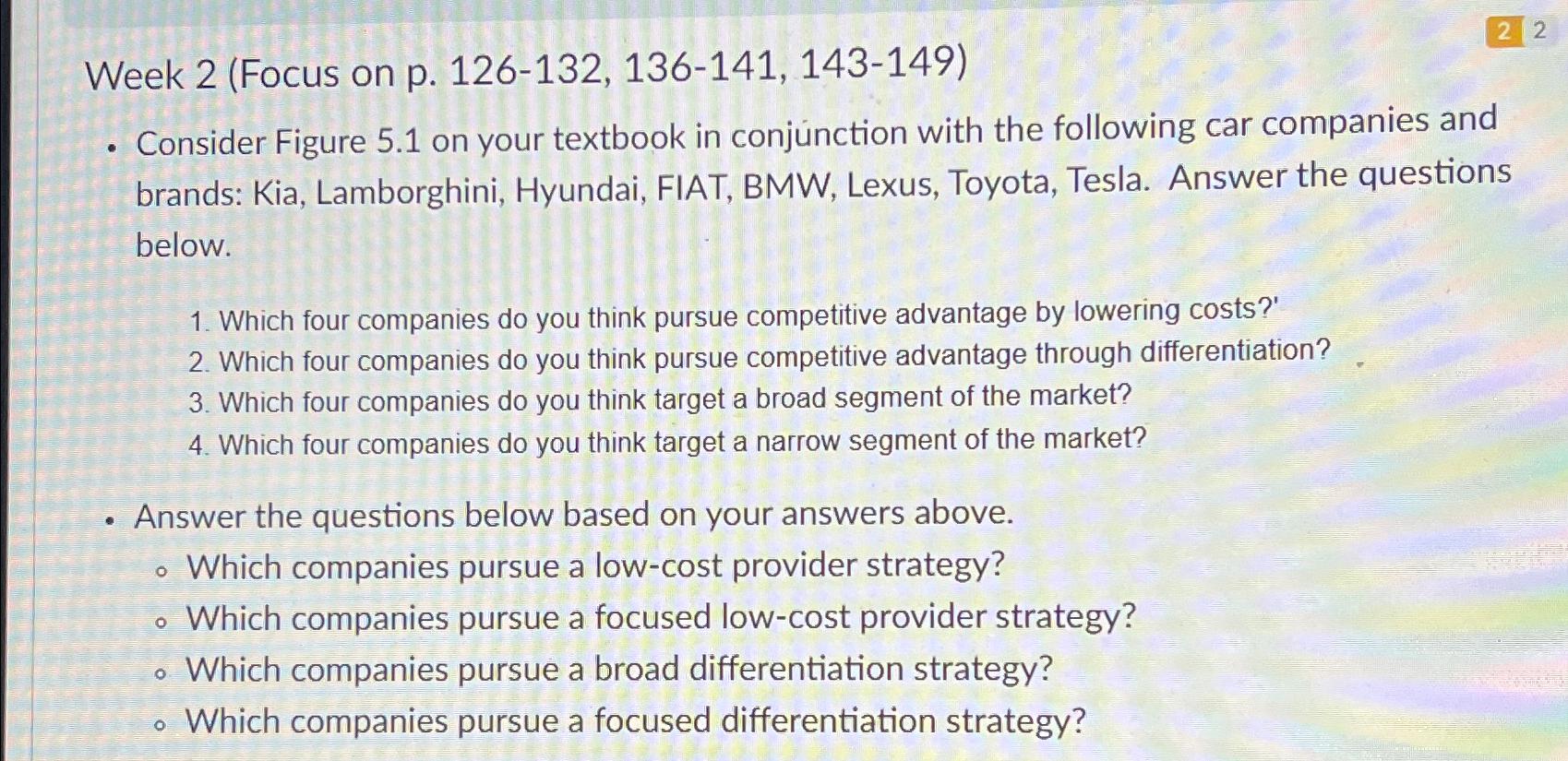  Week 2(Focus on p.126-132,136-141,143-149) 22 Consider Figure 5.1 on your textbook