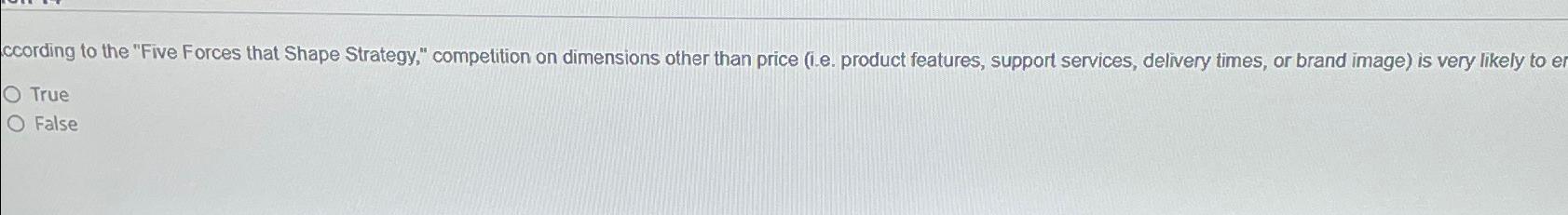  ccording to the "Five Forces that Shape Strategy," competition on dimensions