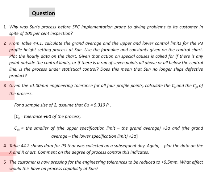  Question 1 Why was Sun's process before SPC implementation prone to