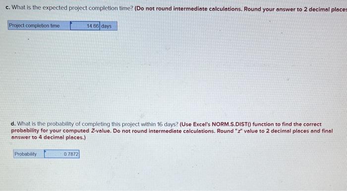 What is the probability of completing this project within 16 days? The