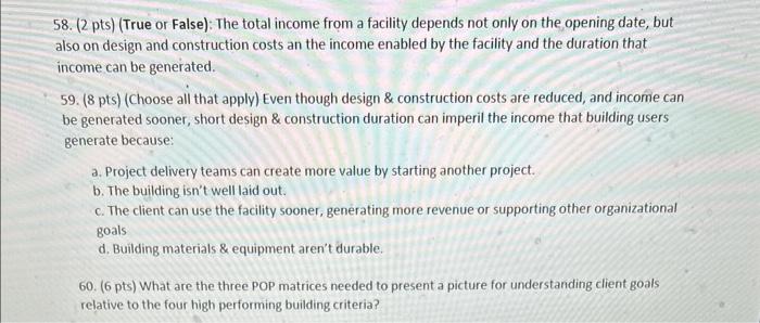 please answer problems 58-60 58. (2 pts) (True or False): The total