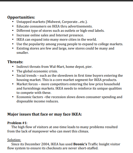 Read through the IKEA study. Look at the Problems number 1-3 listed
