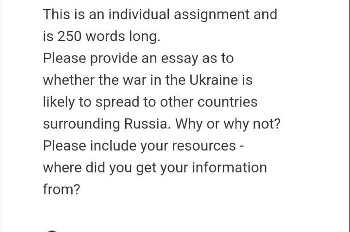 mention the resources please This is an individual assignment and is 250
