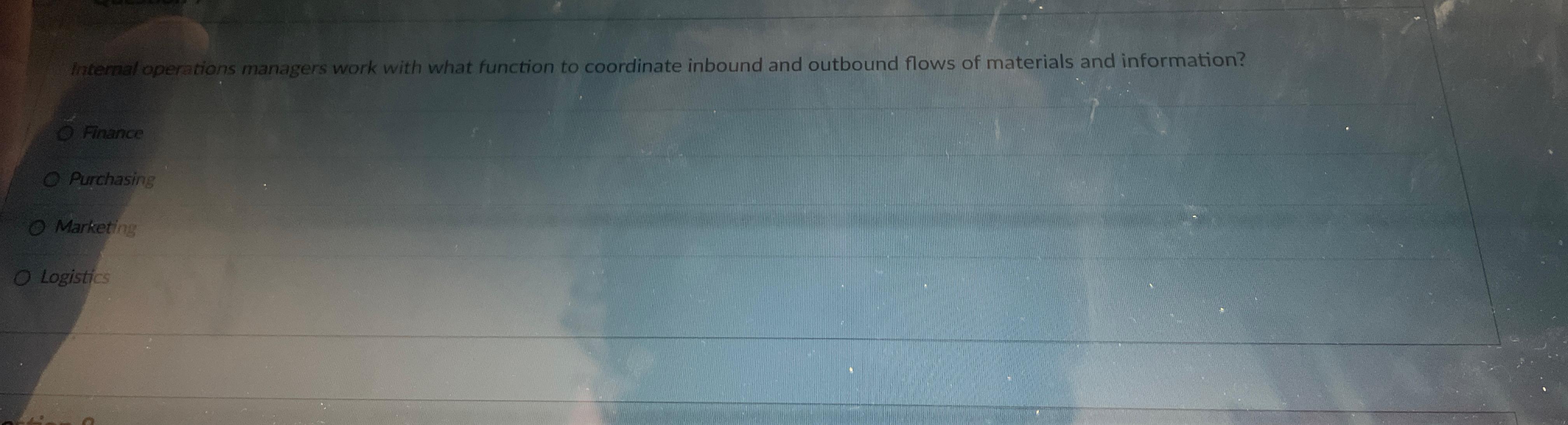  Internal operations managers work with what function to coordinate inbound and