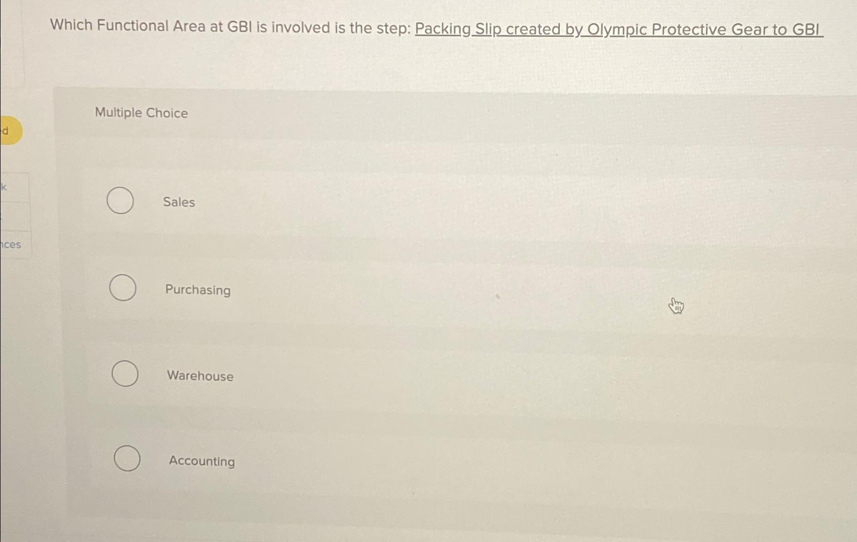  Which Functional Area at GBI is involved is the step: Packing