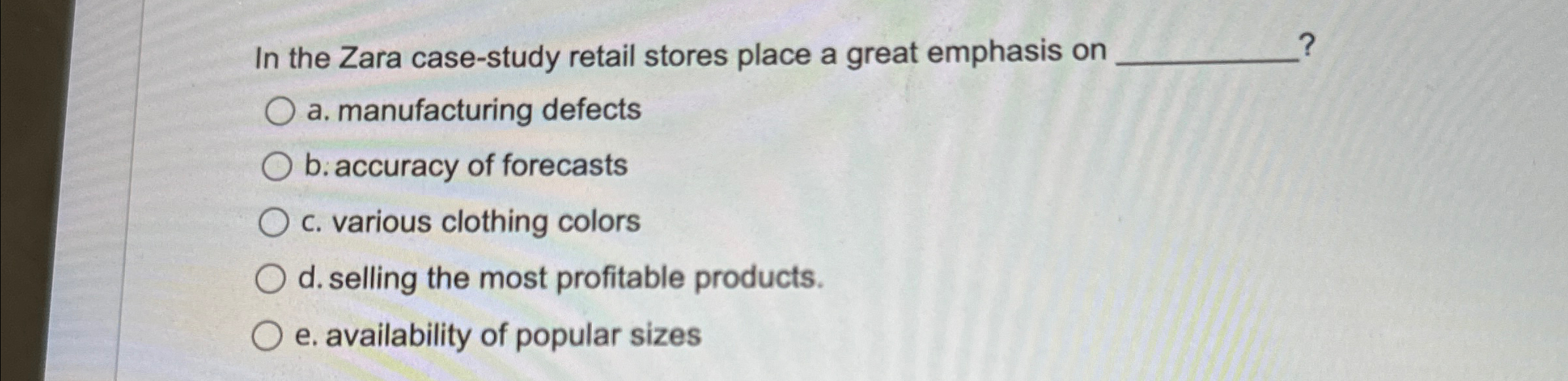  In the Zara case-study retail stores place a great emphasis on