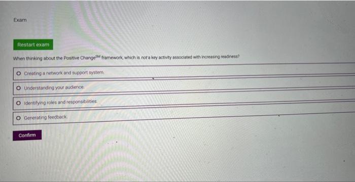  When thinking about the Positive Change? W framework, which is not