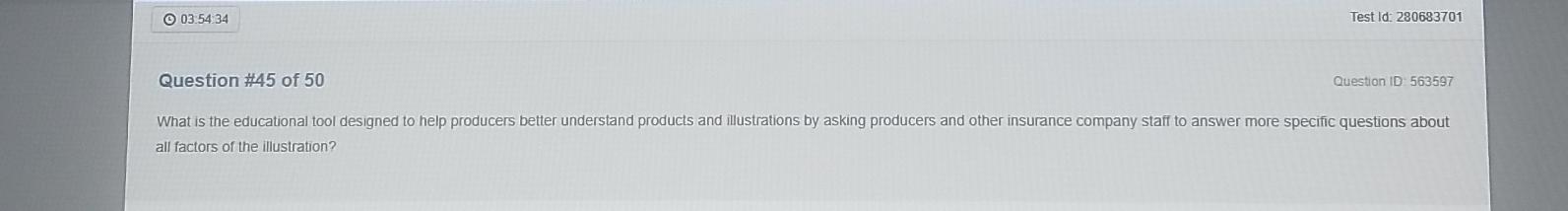  03.5434 Test Id: 280683701 Question #45 of 50 Question ID 563597