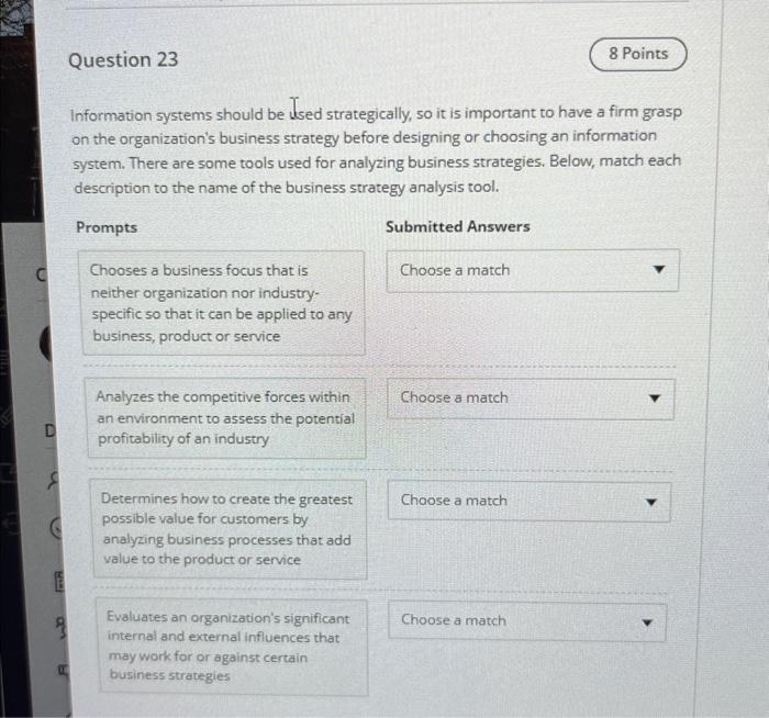  Information systems should be used strategically, so it is important to