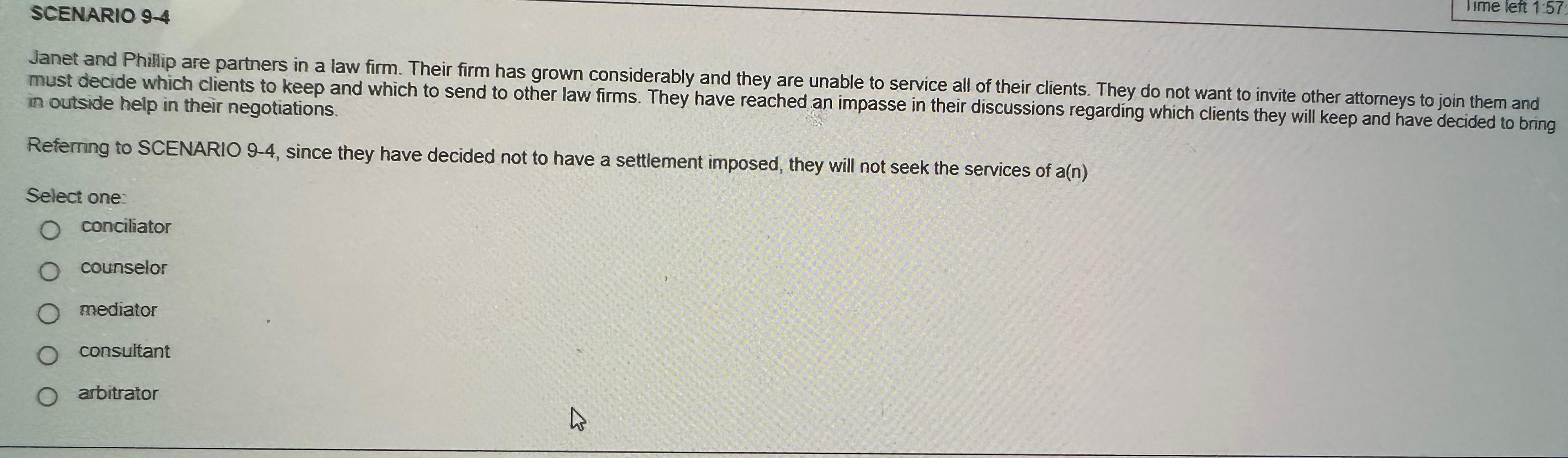  SCENARIO 9-4 I ime left 1:57 Janet and Phillip are partners
