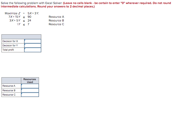  Solve the following problem with Excel Solver: (Leave no cells blank