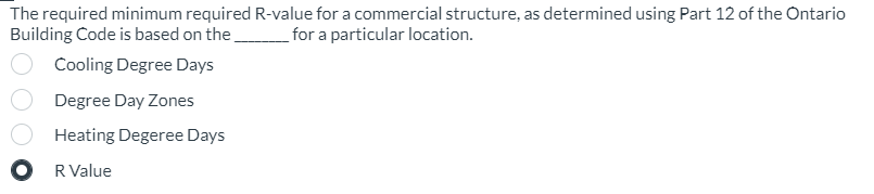  The required minimum required R-value for a commercial structure, as determined