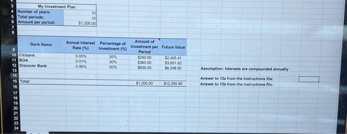  Assumption: Interests are compounded annually Answer to 13 from the Instructions