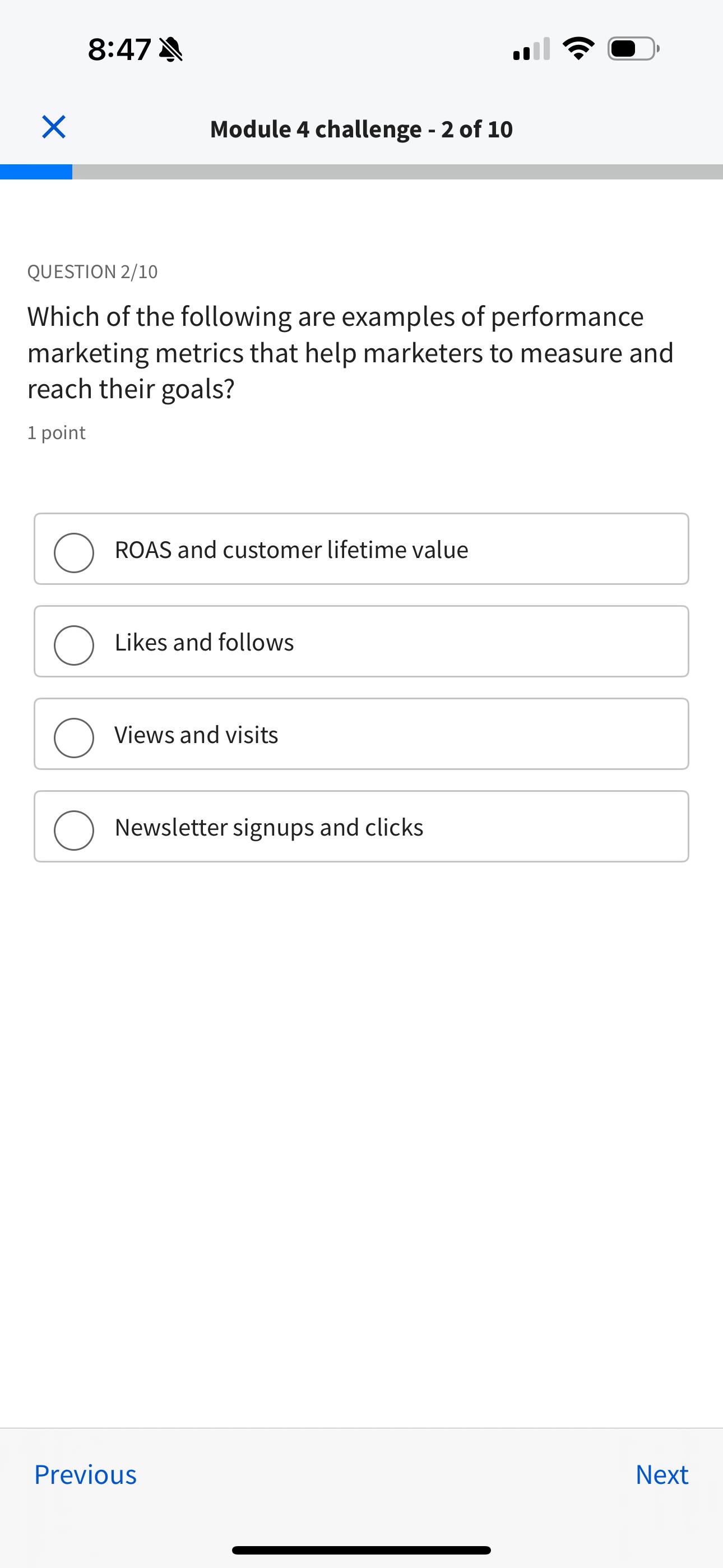  8:47 Module 4 challenge -2 of 10 QUESTION 2/10 Which of