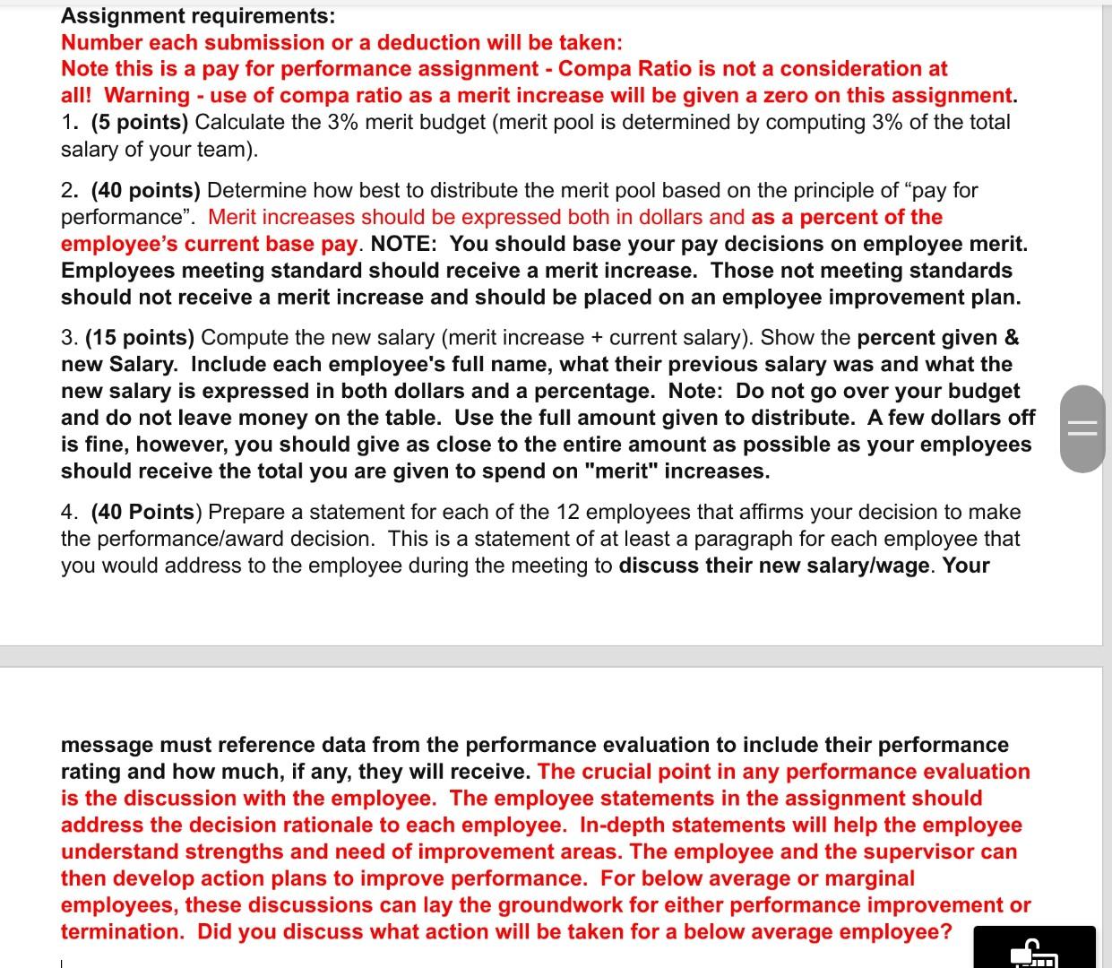 managing compensation, and pay for performance. A worksheet has been prepared for