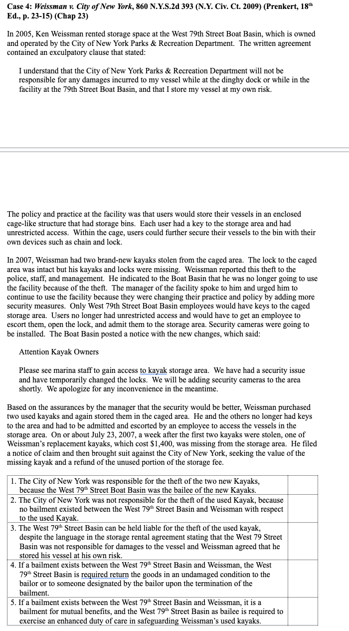 Answer Questions 1-5 below case with True or false with an ex