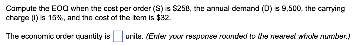 Q1: Q2 Q3 Q4 Compute the total annualized inventory costs when the