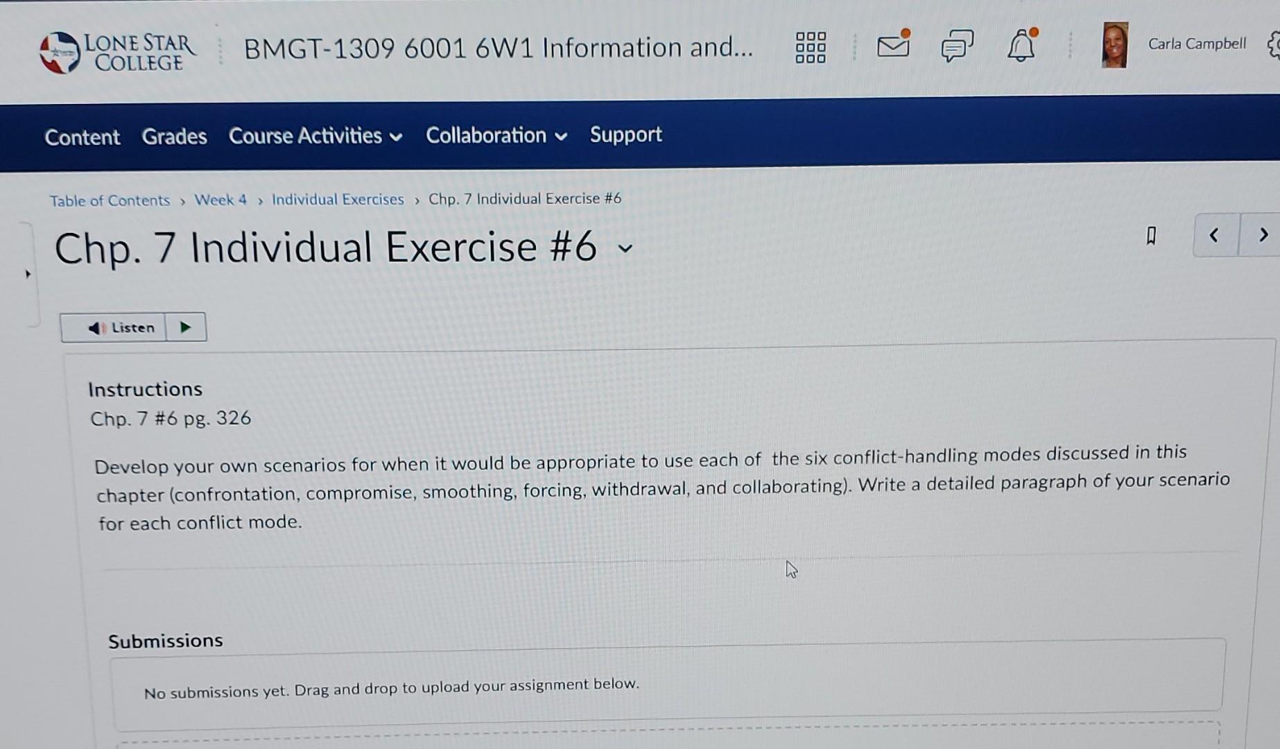 Instructions Chp. 7 \#6 pg. 326 Develop your own scenarios for