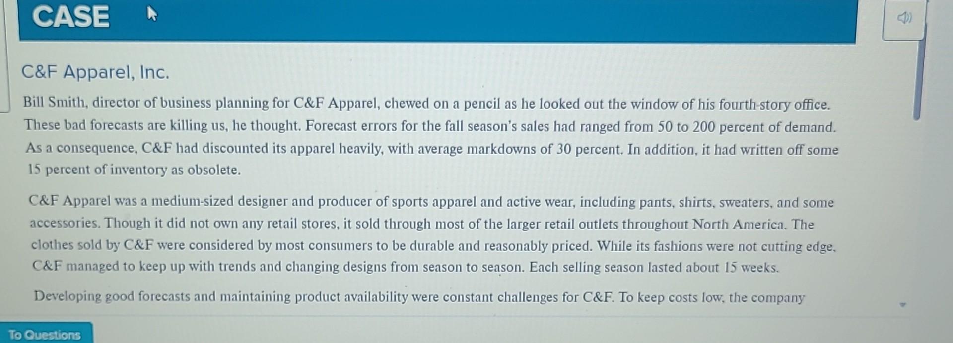  Developing good for\&asts and maintaining product availability were constant challenges for