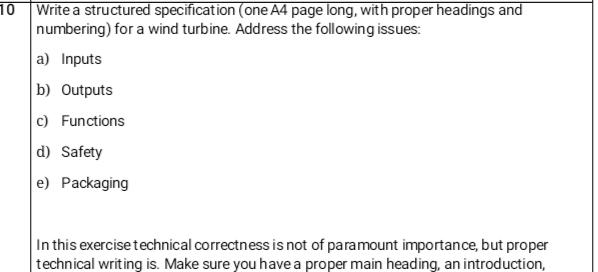  Write a structured specification (one A4 page long, with proper headings