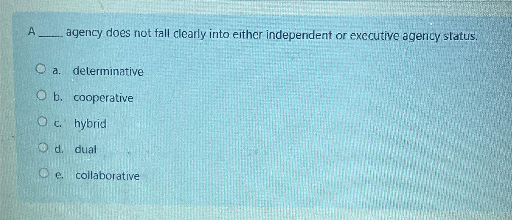  A agency does not fall clearly into either independent or executive
