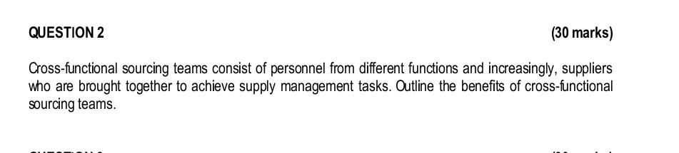  Please help with this question and give examples Cross-functional sourcing teams