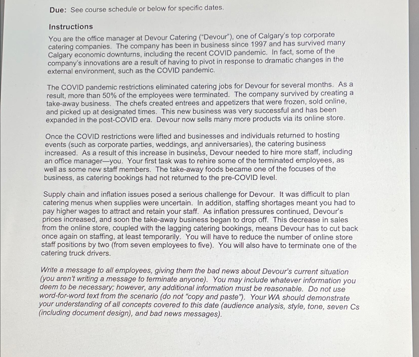  Due: See course schedule or below for specific dates. Instructions You