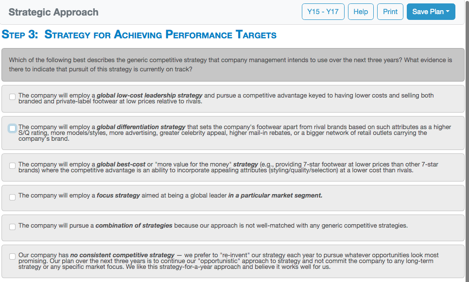 HELP ME PLEASE :) itep 3: Strategy for Achieving Performance Targets Which