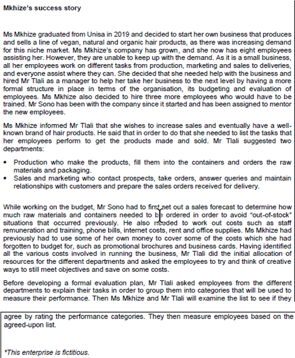Answer the following questions: 1. After receiving advice from a fellow business