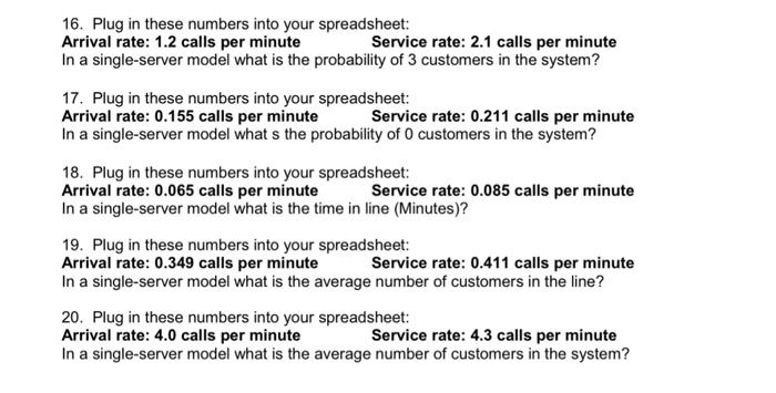 Mu - Service Rate(Calls per Minute) & Y & & \\ \hline