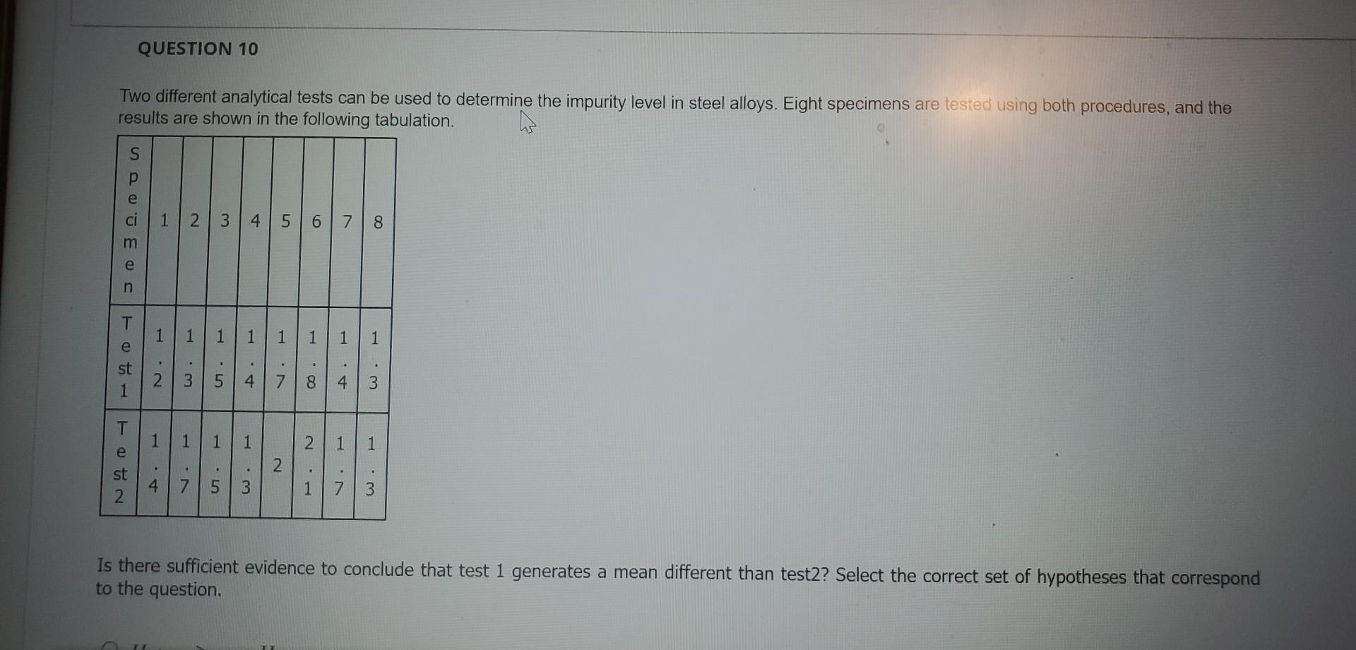  can you answer ASAP PLEASE Two different analytical tests can be