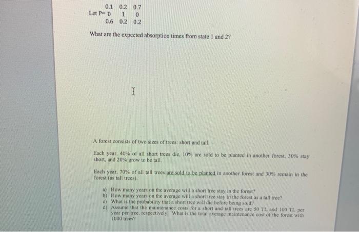  What are the expected absorption times from state 1 and 2