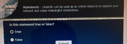  Statement: - LinkedIn can be used as an online resource to