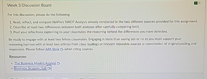  Week 3 Discussion Board For this discussion, please do the following: