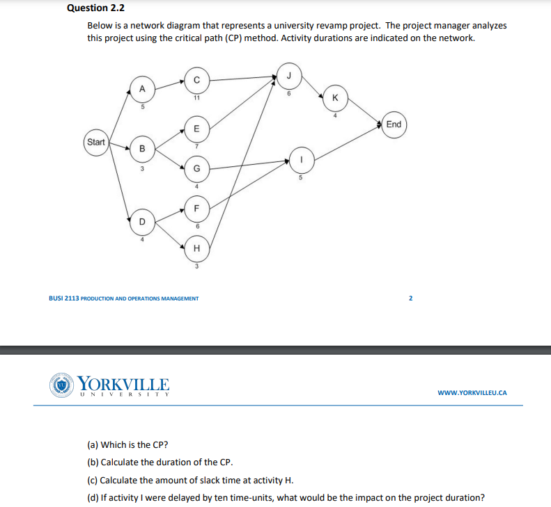  (a) Which is the CP? (b) Calculate the duration of the