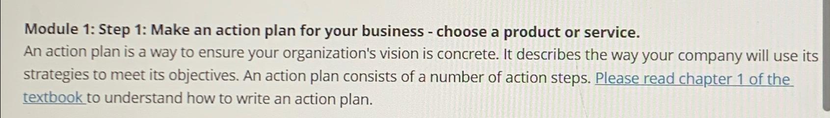  Module 1: Step 1: Make an action plan for your business